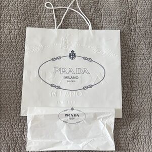 PRADA Authentic White Logo Shopping Bag